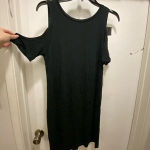 black t shirt dress with off shoulders